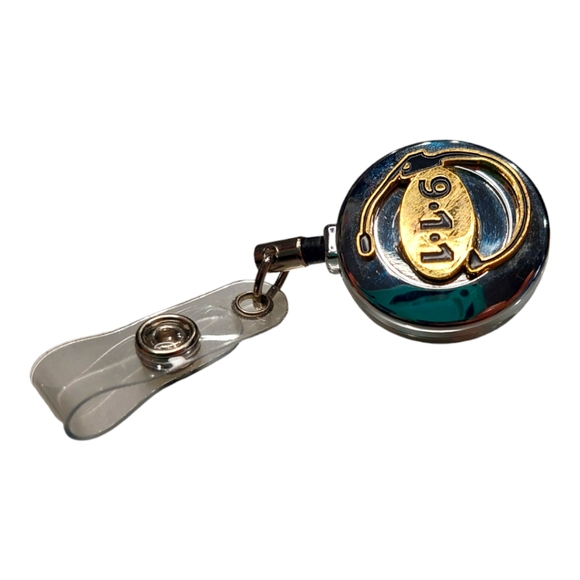 911 Emergency Dispatcher Retractable ID Holder Reel - Picture 2 of 5